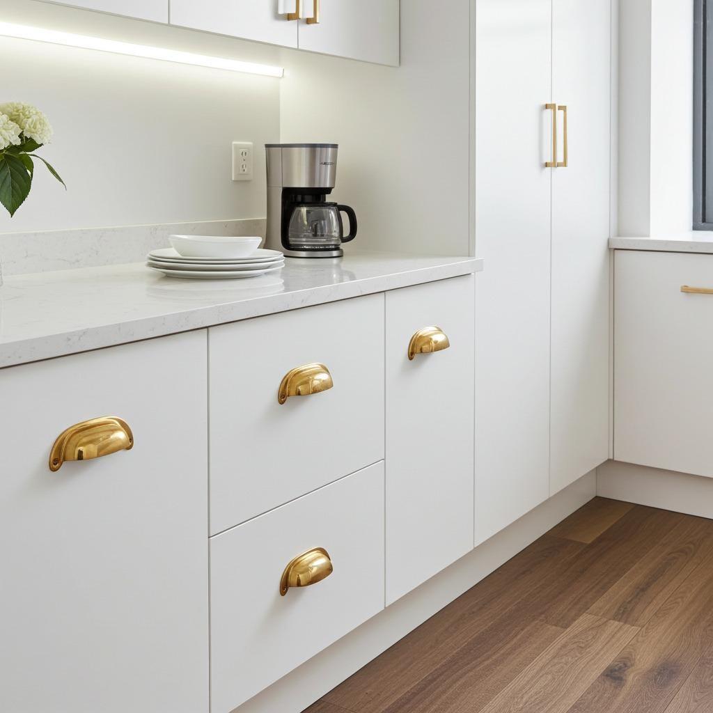 Brass Half Moon Cabinet Handles – Solid Unlacquered Pulls