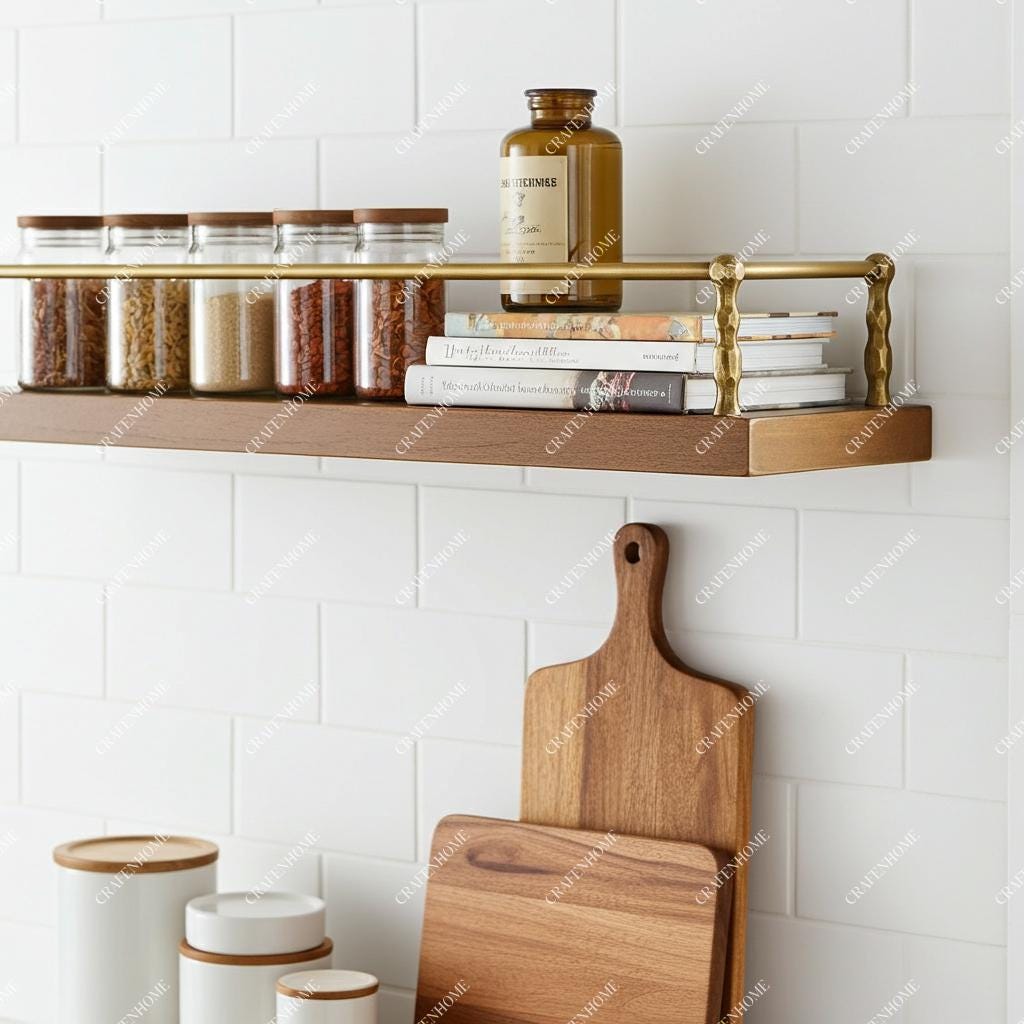 Unlacquered Brass Gallery Rail Kit: Kitchen & Vanity Shelf Guard