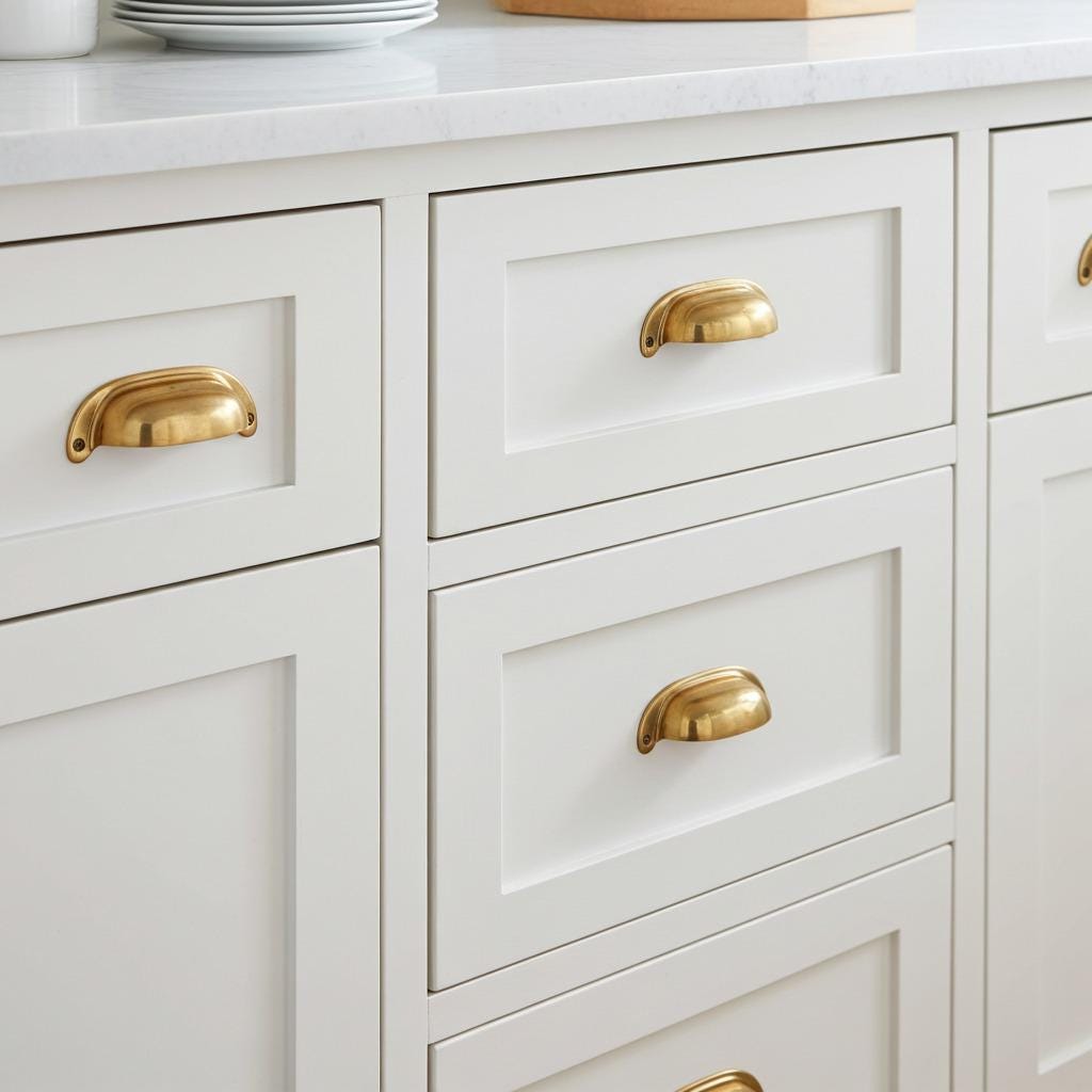 Unlacquered Brass Cup Pulls – Solid Half Moon Handles