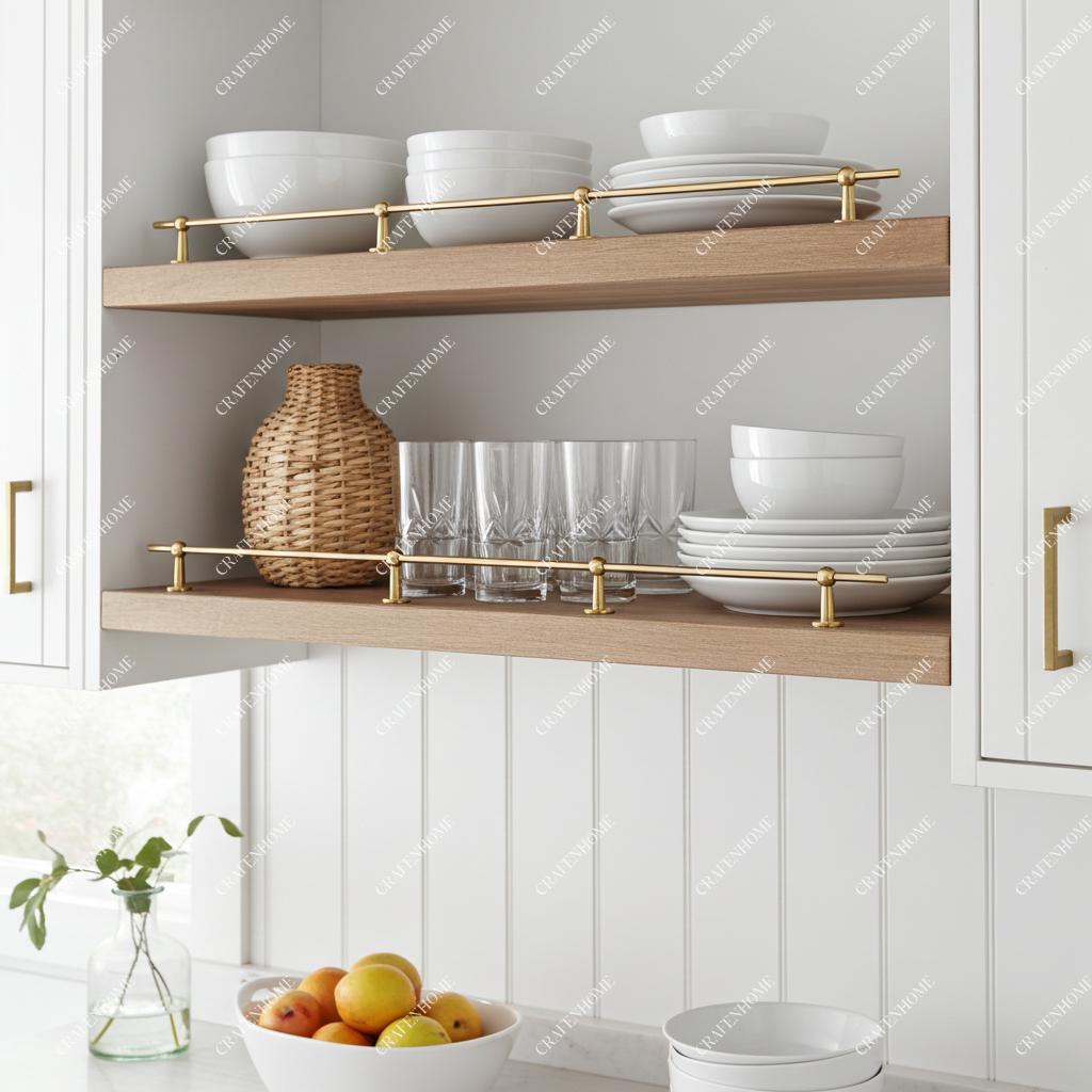 Unlacquered Brass Gallery Rail – Solid Shelf Bar for Cabinets & Shelving