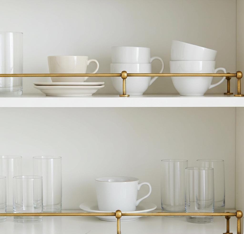 Unlacquered Brass Gallery Rail: Kitchen Shelf Safety Bar