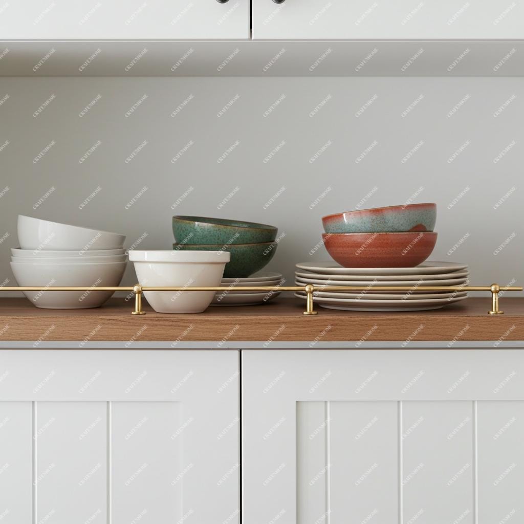 Unlacquered Brass Gallery Rail – Solid Shelf Bar for Cabinets & Shelving