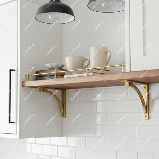 Unlacquered Brass Gallery Rail – Solid Shelf Bar for Cabinets & Shelving