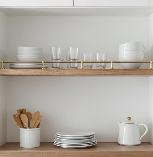 Unlacquered Brass Gallery Rail – Solid Shelf Bar for Cabinets & Shelving