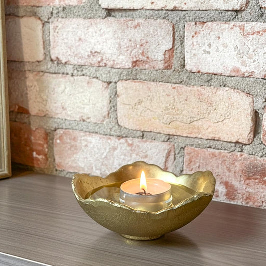 Set of 3 Solid Brass Tealight Bowls – Unlacquered Candle Holders for Home Decor