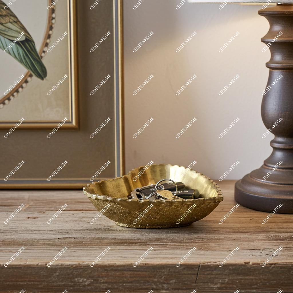 Brass Heart Dish – Solid Brass Key Holder & Jewelry Catchall Bowl