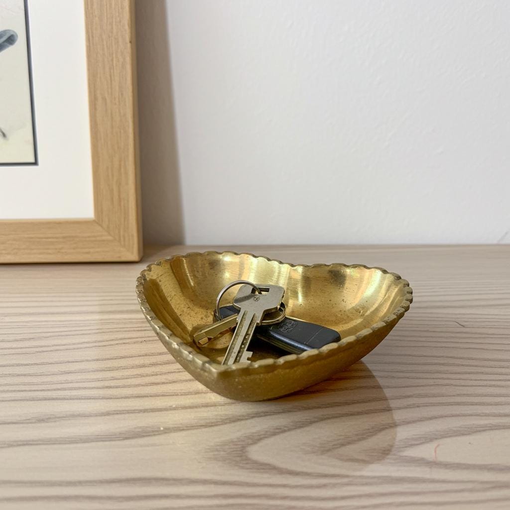 Brass Heart Dish – Solid Brass Key Holder & Jewelry Catchall Bowl