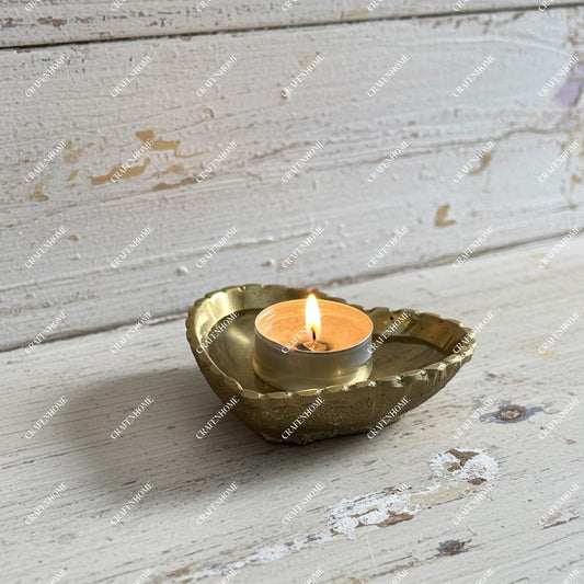 Brass Heart Candle Holder – Solid Tealight Bowl for Jewelry or Keys