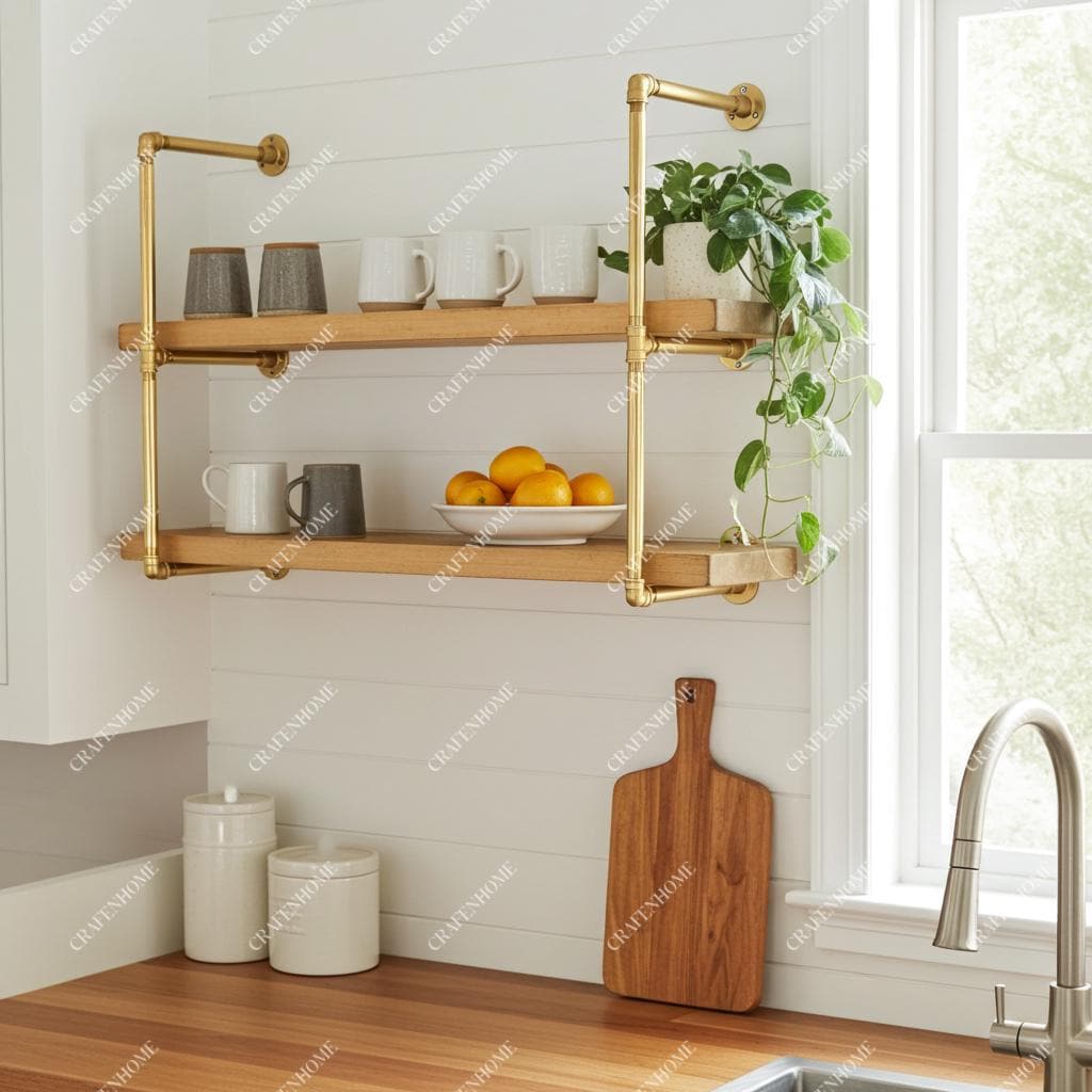 Brass Shelf Frame – Wall or Floor Mounted (No Wood)