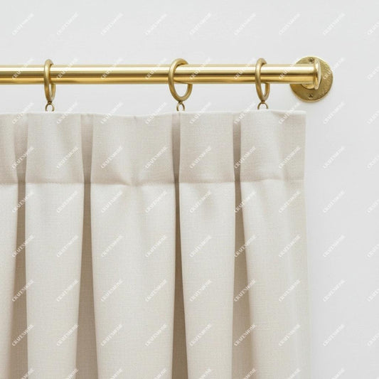 Unlacquered Brass Curtain Rod – Short Window Hanging Rod with Rings, Wall Mount Hardware