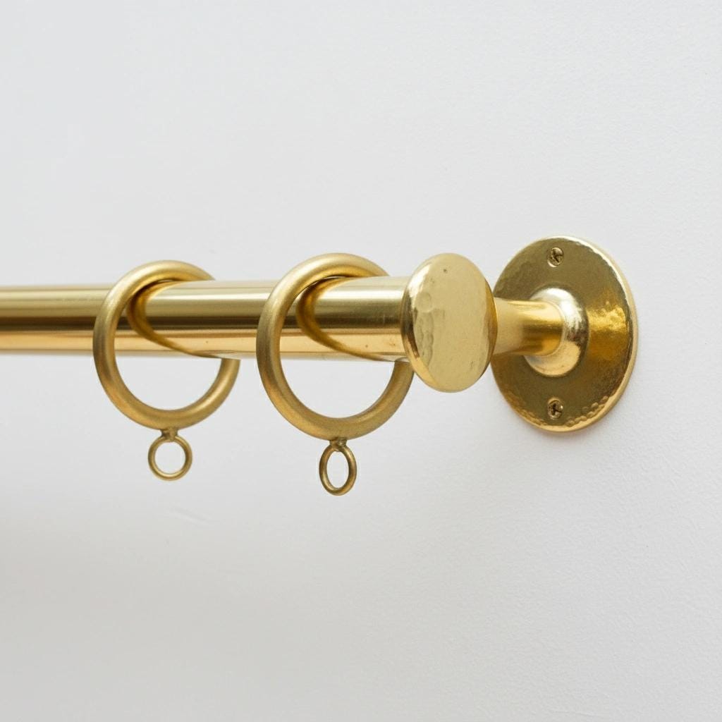 Unlacquered Brass Curtain Pole – Wall Mounted with Rings