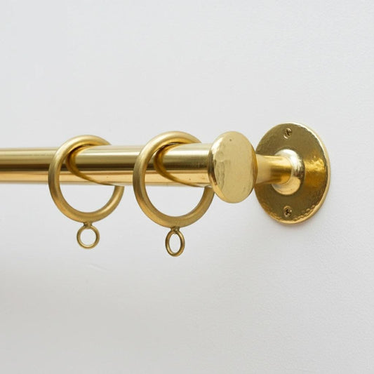 Unlacquered Brass Curtain Rod – Short Window Hanging Rod with Rings, Wall Mount Hardware