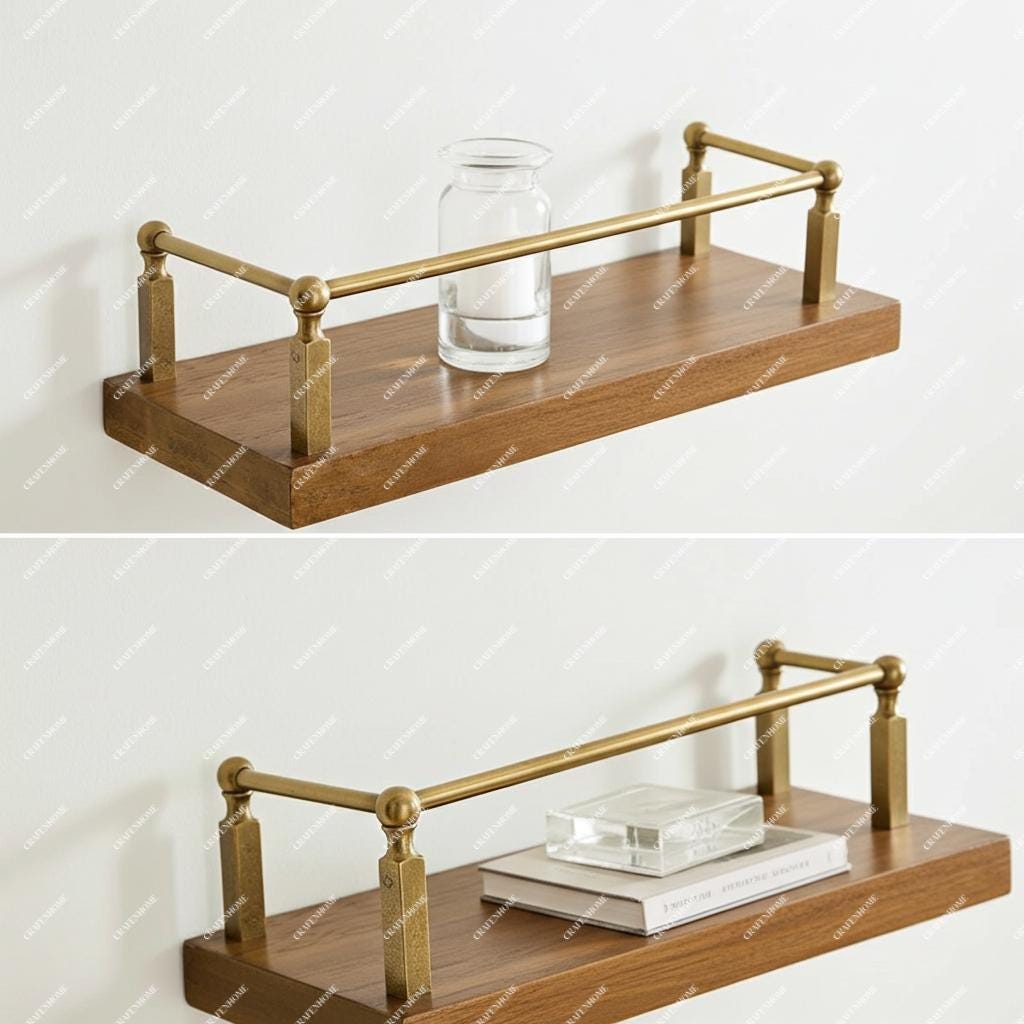 Unlacquered Brass Gallery Rail – Cabinet & Shelf Safety Bar Hardware
