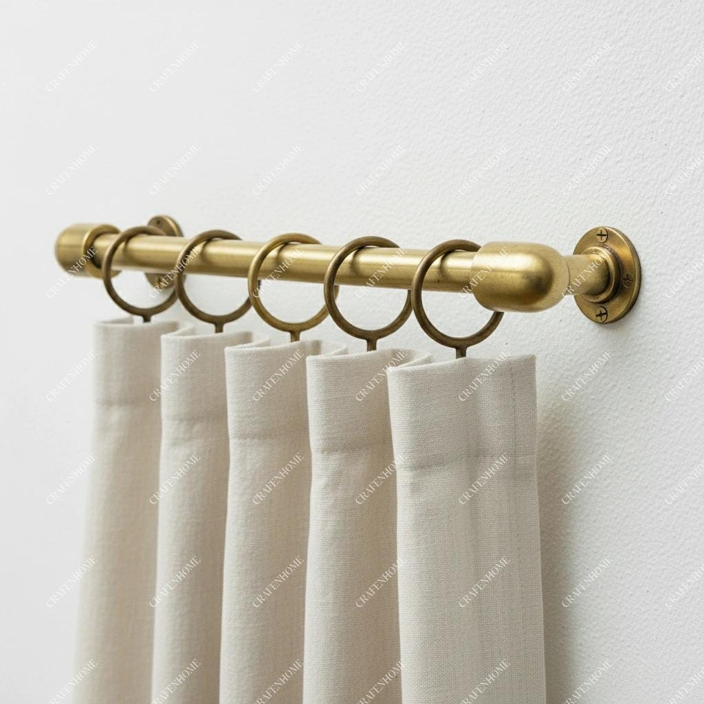 Brass Curtain Rod with Rings – Wall-Mount Rail for UK Homes