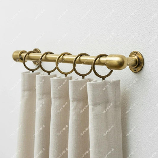 Brass Curtain Rod with Rings – Wall-Mount Rail for UK Homes
