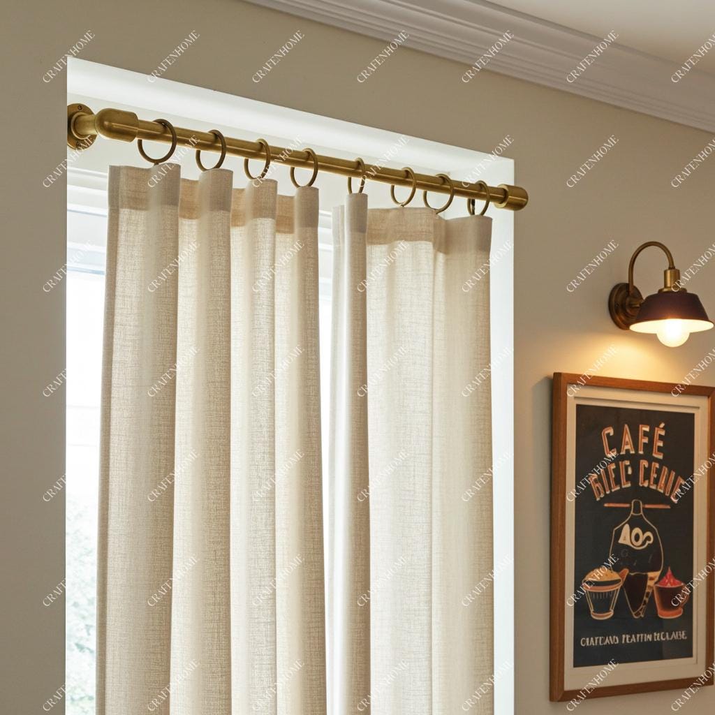 Brass Curtain Rod with Rings – Wall-Mount Rail for UK Homes