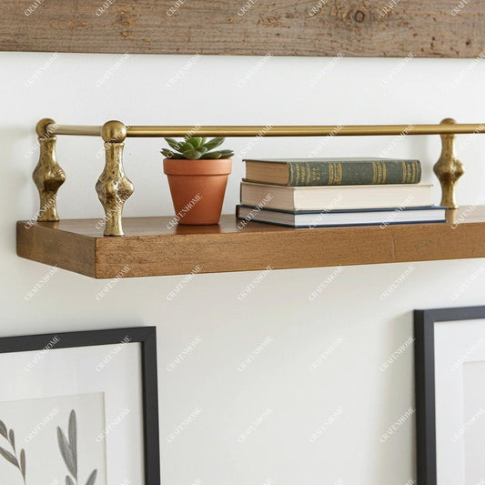 Artisanal Brass Gallery Rail – Solid Shelf Guard for Cabinets