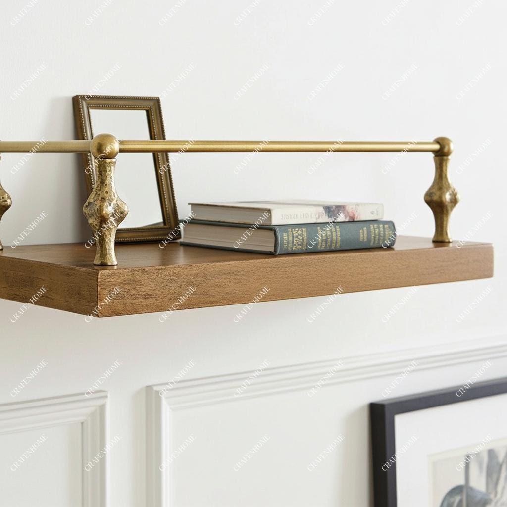 Artisanal Brass Gallery Rail – Solid Shelf Guard for Cabinets