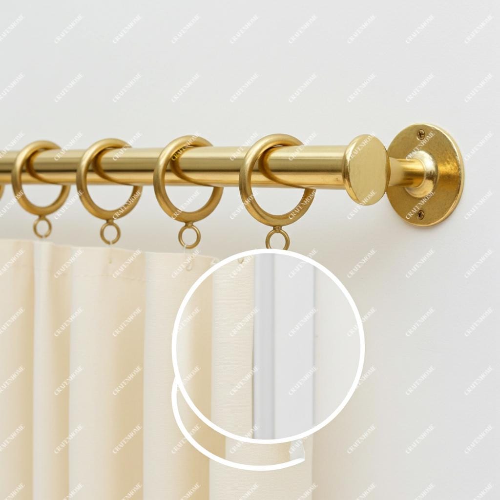 Unlacquered Brass Curtain Pole – Wall Mounted with Rings