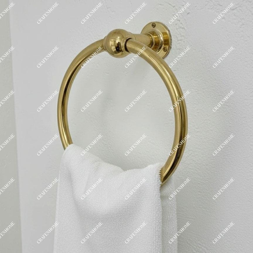 Unlacquered Brass Towel Ring – Vintage Wall Mounted