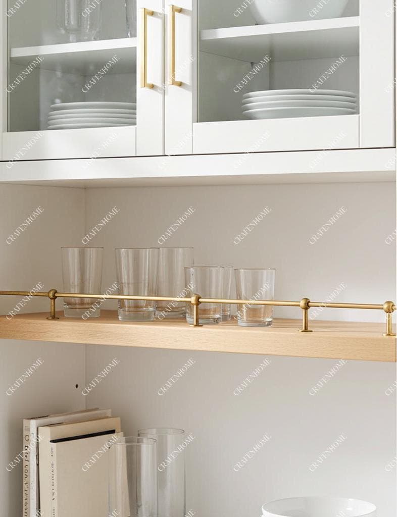 Unlacquered Brass Gallery Rail: Kitchen Shelf Safety Bar