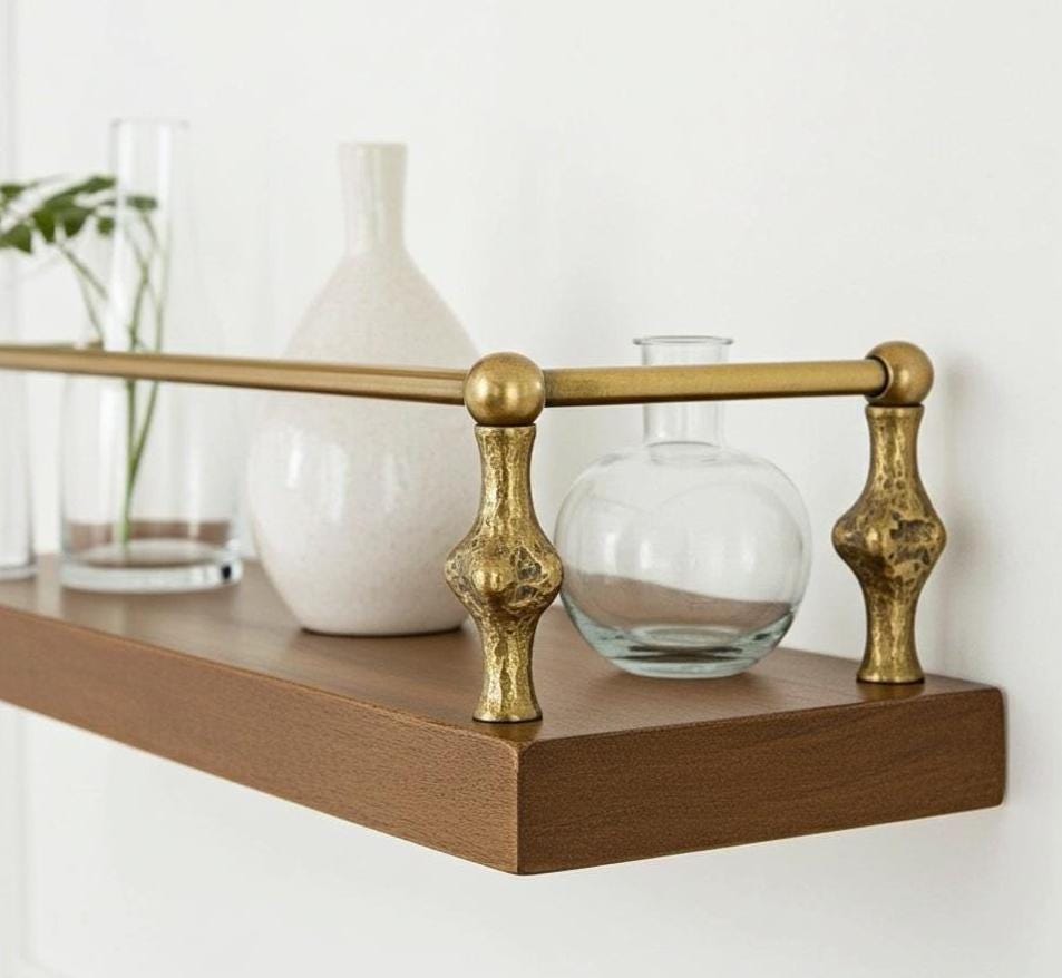 Artisanal Brass Gallery Rail – Solid Shelf Guard for Cabinets