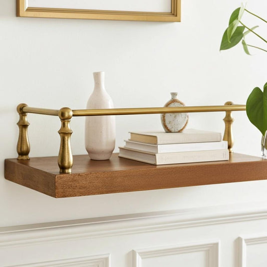 Unlacquered Brass Gallery Rail: Solid Brass Shelf Railing Kit for Kitchen