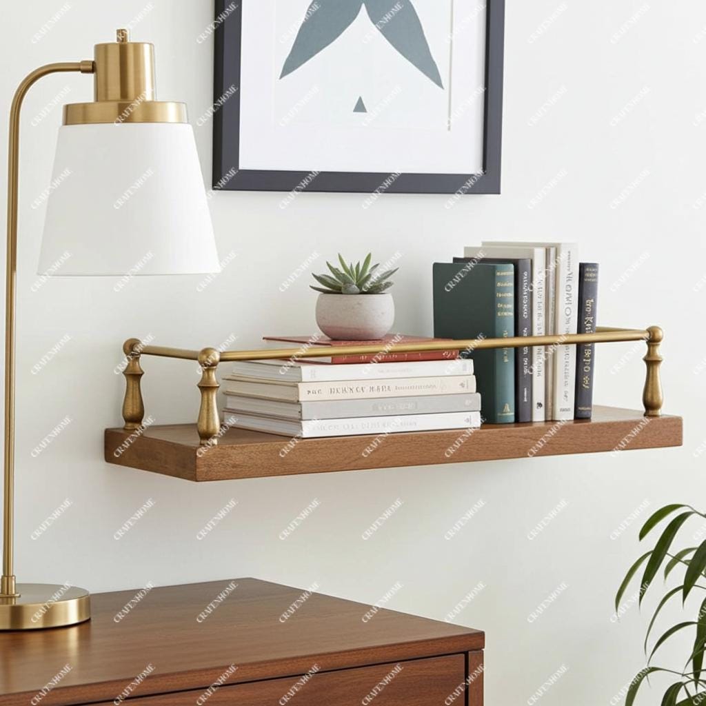 Unlacquered Brass Gallery Rail: Solid Brass Shelf Railing Kit for Kitchen